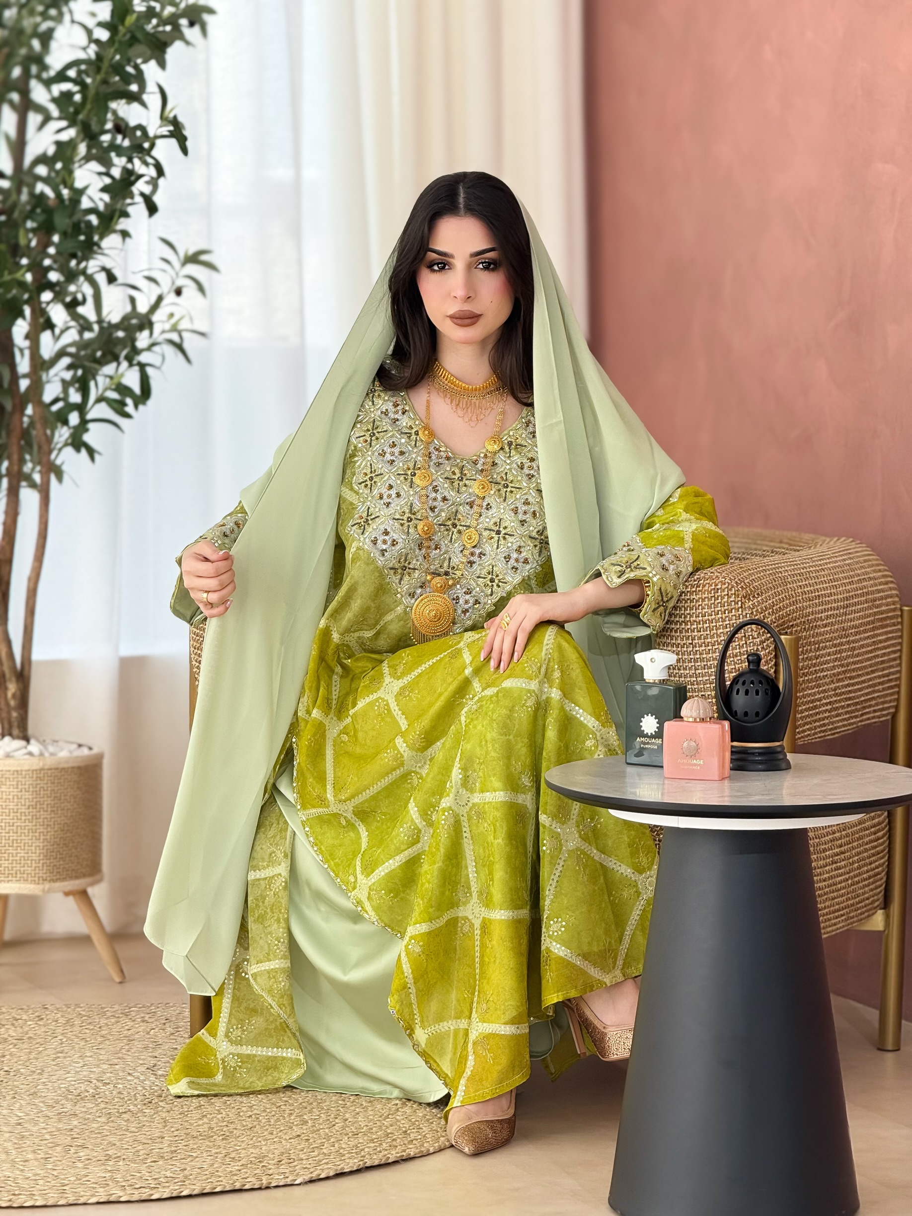 دريس مميز بقماش أورجنزا هندي